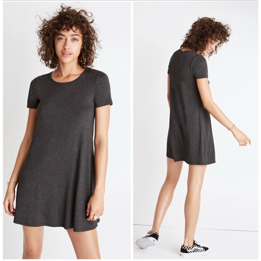 Madewell Gray Short Sleeve Swing Dress Casual Stretch Size Small